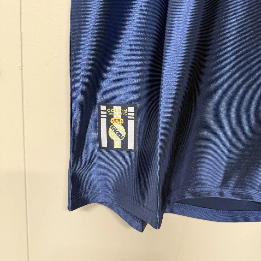 NWT Vintage Adidas Real Madrid 1999 Third Shirt Jersey Soccer Kit Blue Men L